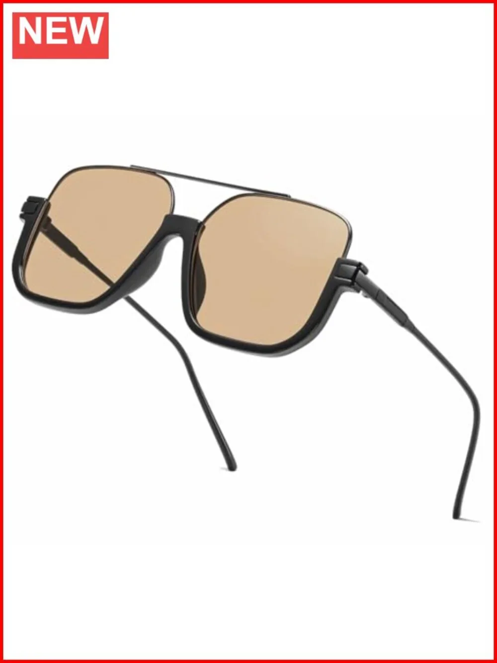 Oversized Aviator Sunglasses Retro Vintage UV400 Square Double Bridge Pilot